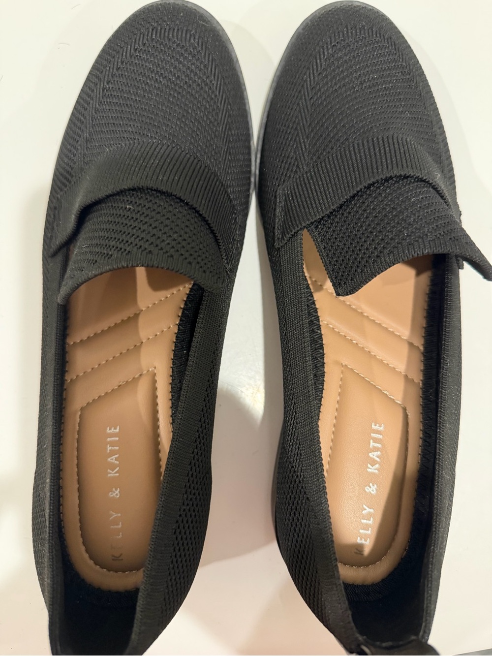Kelly & Katie Black Knit Slip-On Loafers